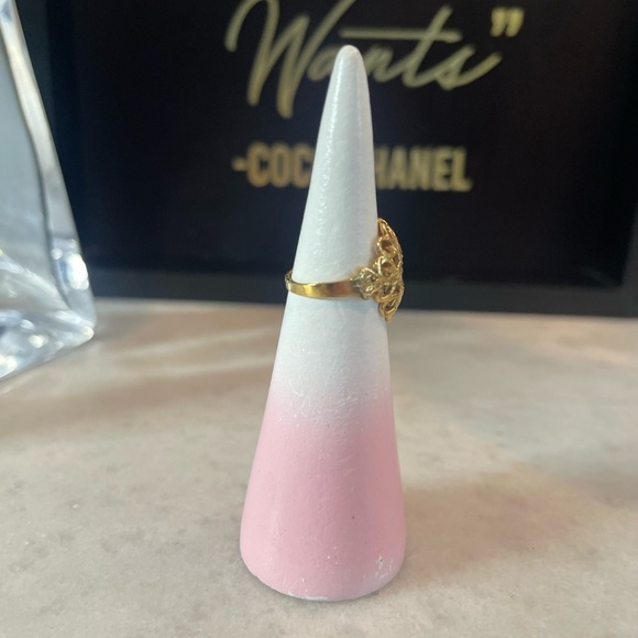 Pretty stamped .925 Sterling Silver & Goldtone overlay Filigree Ring Sz. 5 1/2 - Picture 4 of 8